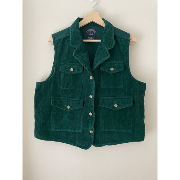 Vintage Emerald Green Corduroy Vest, 90’s, Preppy - Picture 6 of 7